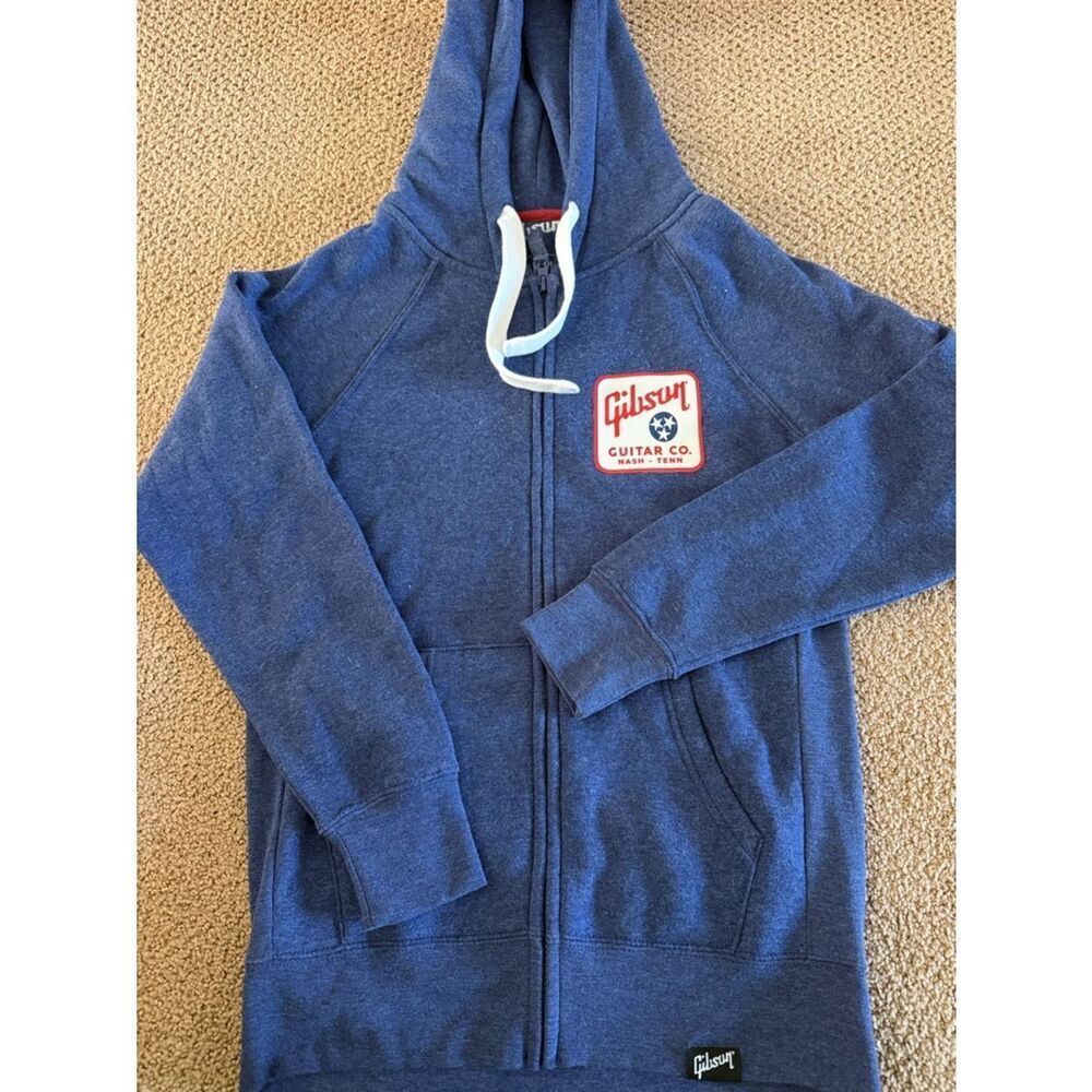 Gibson x Sportique Apparel Co XS Blue Zip Up Sweatshirt Guitar Co NashTN Graphic